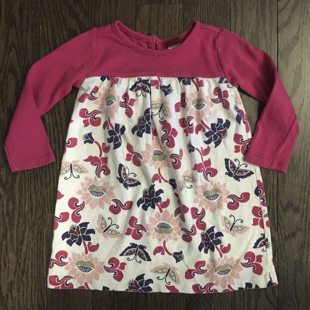 Tea collection Girls Floral Long‎ Sleeve 100% Cotton Dress 12-18 Months